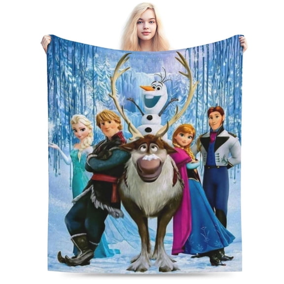 Soft Flannel Fleece Blanket Frozen Cartoon Comfort Plush Throw Home Decor for Bed Sofa 60"x50"