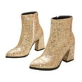 thumbnail image 5 of WHAMVOX Golden Women Ankle Boots Stylish Sequins Design Durable PU and Rubber Comfortable Pointed Toe Size 8.5, 5 of 8