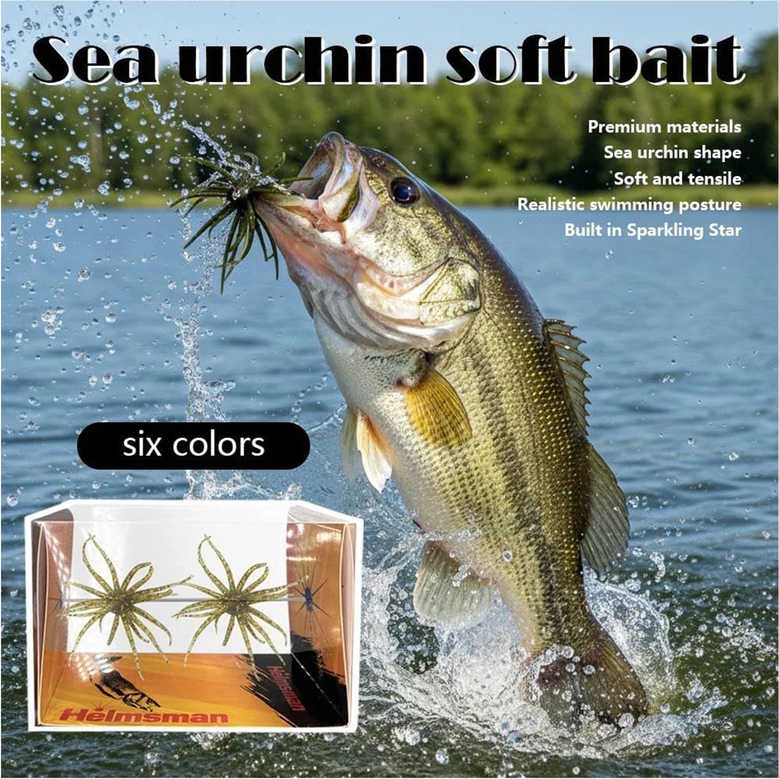 Sea Urchin Bait,Bass Fishing Bait,Soft Artificial Simulation Sea Urchin Wormss Lures for Bass,Black Pits, Mandarin Fish, Snakehead, Catfish,Versatile Angling for Shore River Lake