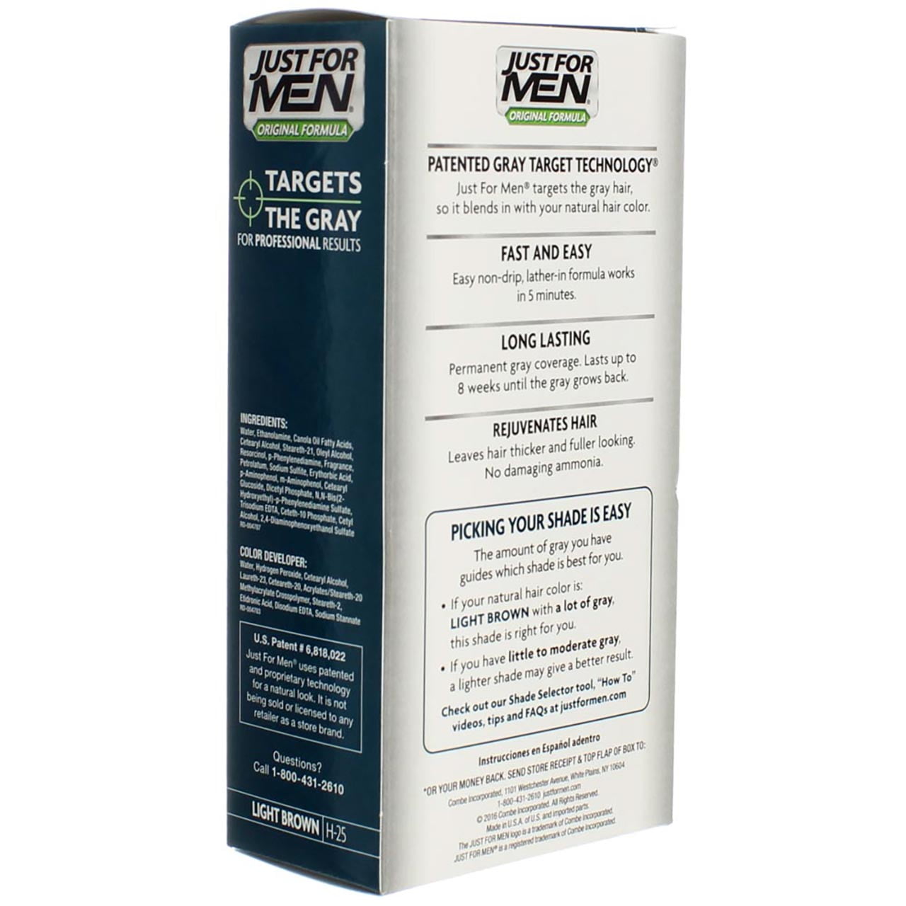 Just For Men Original Formula Hair Color, Light Brown H-25 (2 pack) (Bundle)