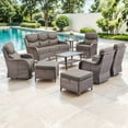 thumbnail image 2 of Bellefurn 9 Pieces Luxury Patio Furniture Sets Outdoor Conversation Sets with Swivel Rocker Chairs with 6" Thick Cushion,Sofa,Side Table and Ottomans,for Porch Deck Backyard Poolside, 2 of 13