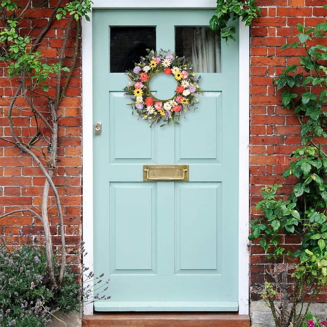 Corona de flores silvestres de Texas para decoración de puerta de entrada de primavera/verano