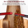 thumbnail image 4 of Heating Flat Iron Hair Straightener 2 In 1 Curler Professional Temperature Adjustment Curling Straightening With LED Digital Red, 4 of 4