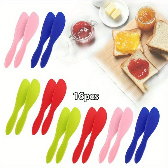 16 Pcs Plastic Butter Knife Spreader, Multi Purpose Plastic Butter Spreading Spreader Knife, Kitchen Frosting Knives for Cheese Cream Icing, Lime Green Red Pink Blue