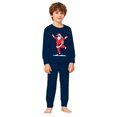 thumbnail image 6 of CUZIBR Toddler Boy Girl Pajamas Christmas Loungewear Set Long Sleeve Crew Neck Tops And Pants 2 PC Santa Claus Graphic Cozy Fall Nightwear,Navy,3-4 Years, 6 of 7