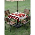 thumbnail image 3 of Outdoor Tablecloth with Umbrella Hole and Zipper, Valentine's Day Square Table Cloth 54x54 Inch Waterproof Tablecloth, Romantic Truck Love Balloons Red Plaid Picnic Table Cover for Patio Camping, 3 of 7