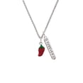 thumbnail image 2 of Delight Jewelry Silvertone Red Jalapeno Silvertone Forever Bar Charm Necklace, 23", 2 of 4