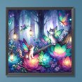 thumbnail image 3 of Pintura de diamante DIY taladro redondo completo gato y mariposa en bosque místico 30x30cm, 3 of 9