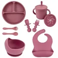 thumbnail image 2 of Juego de alimentación de bebé de silicona sin BPA, cuenco con ventosa, plato de comedor, taza de paja, cuchara, tenedores para niños, vajilla para bebés, platos para niños, 2 of 5