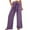 Purple, variant on DeHolifer Women's Pants Cotton Linen Wide Leg Solid Color Elastic Waist Bandage Loose Long Pants with Pocket Navy XL