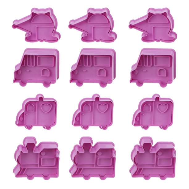 Juego de 12 moldes de plástico para galletas de coche, para hacer postres