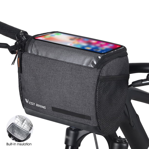 Bolsa de bicicleta 4.5L Bolsa de ciclismo de gran capacidad Portabicicletas impermeable TPU Soporte para teléfono móvil Bicicleta de montaña Bolsa de marco delantero de bicicleta para teléfono celular