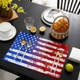 thumbnail image 3 of Red Blue Placemats Set of 8, Ombre Stars Stripes Rustic US Flag Blood Placemats for Dining Table, Place Mats for Kitchen Tabletop, Waterproof Wipeable Dining Table Mats Set, 3 of 9