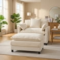 thumbnail image 2 of Accent Chair with Ottoman, Modern Lounge Club Chair, Chenille Upholstered Armchair with Footrest, Comfy Reading Chair for Living Room Bedroom Small Space, Beige, 2 of 15