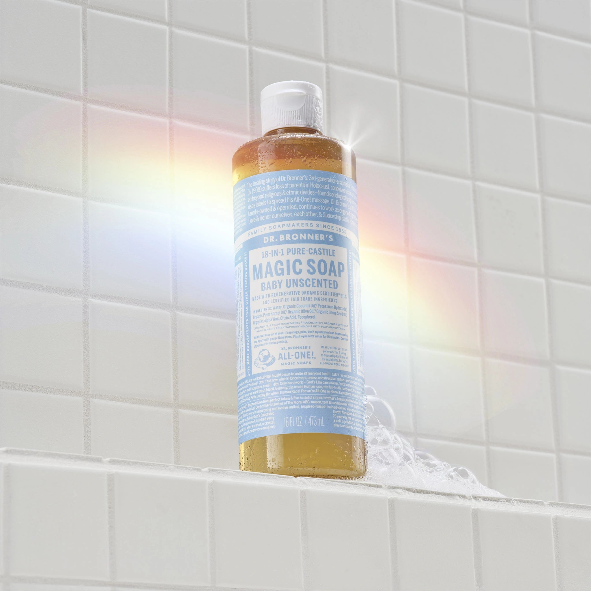 Dr.Bronner's Magic Soap, Baby Unscented, Pure-Castile Body Wash Liquid Soap, 16 fl oz