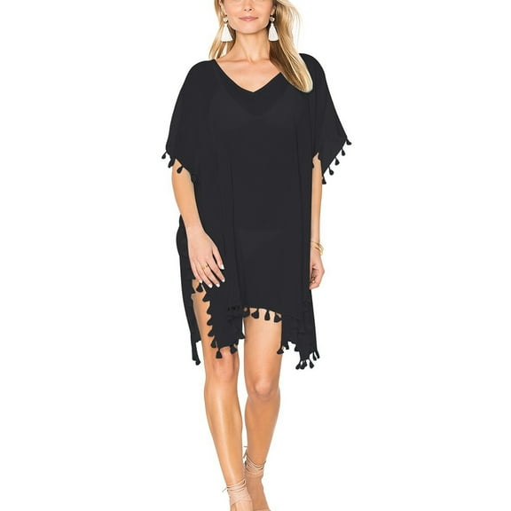 LEORX Swimsuit 1Pcs Chiffon Tassel Swimsuit Bikini Cover Up 84x70cm