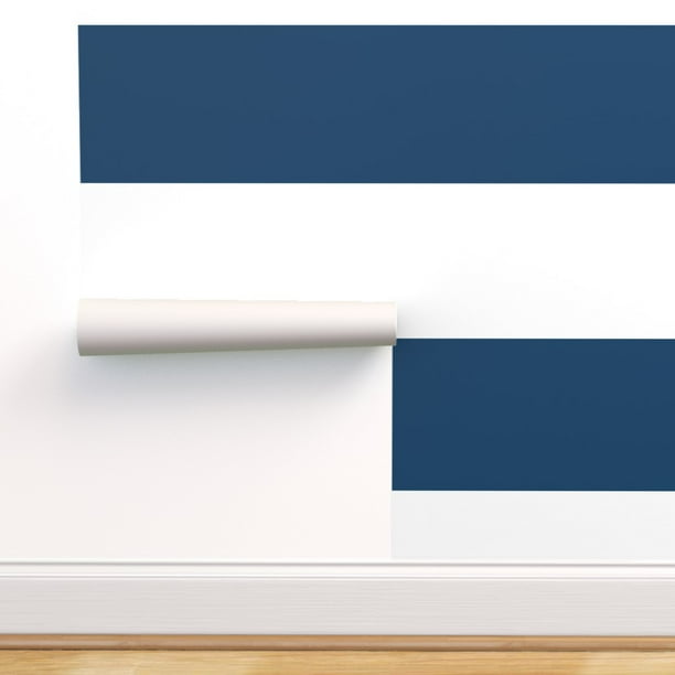 Peel-and-Stick Removable Wallpaper Stripes Huge Navy Blue Large Pattern