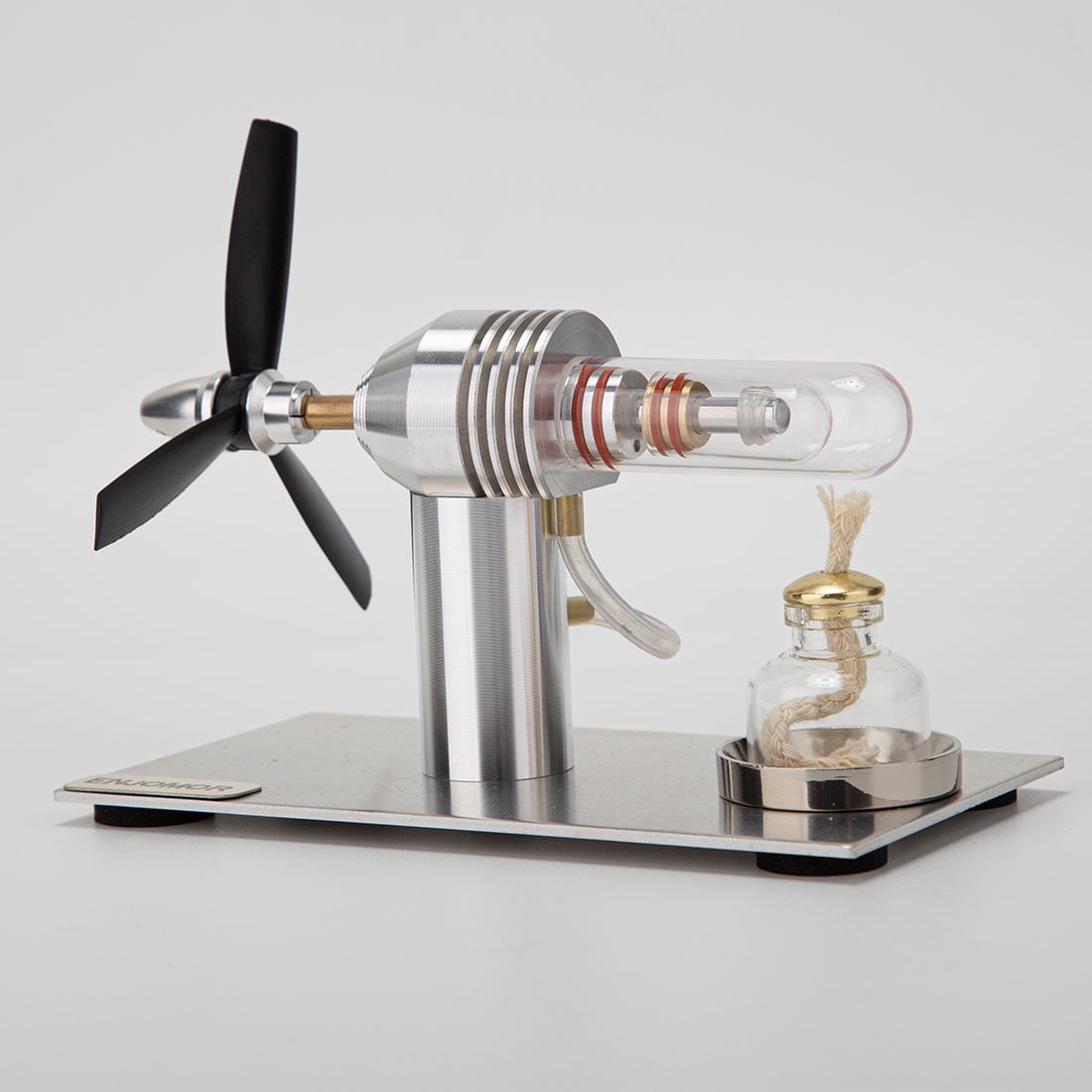 ENGINEDIY Stirling Engine Model Kits for Adults 3 Blades Aircraft Stirling Engine Model That Runs with Alcohol Lamp Mechanical Gift for Technology Enthusiasts