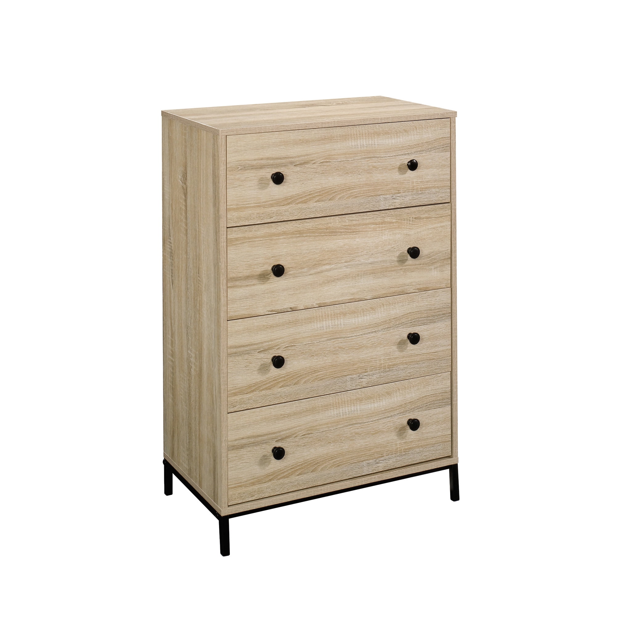 Aukfa Compact 4-Drawer Dresser, Space-Saving Storage Chest Modern Wood Cabinet for Small Bedroom & Living Room,Brown