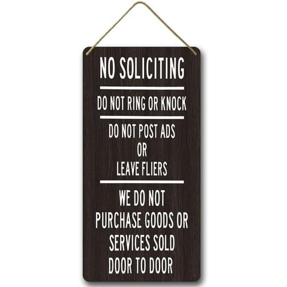6x12 IN No Soliciting Front Door Sign,Rustic Wood Farmhouse Porch Decor for Home Wall Decor,Vintage Outdoor Porch Garden Decor,Funny Hanging Wooden Plaque Decoration