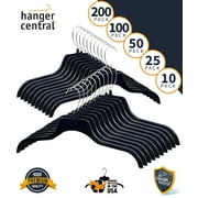 Hanger Central 25 Pack Recycled Black Heavy Duty Plastic Shirt Blouse Garment Hangers with Polished Metal Swivel Hooks, 17 inch