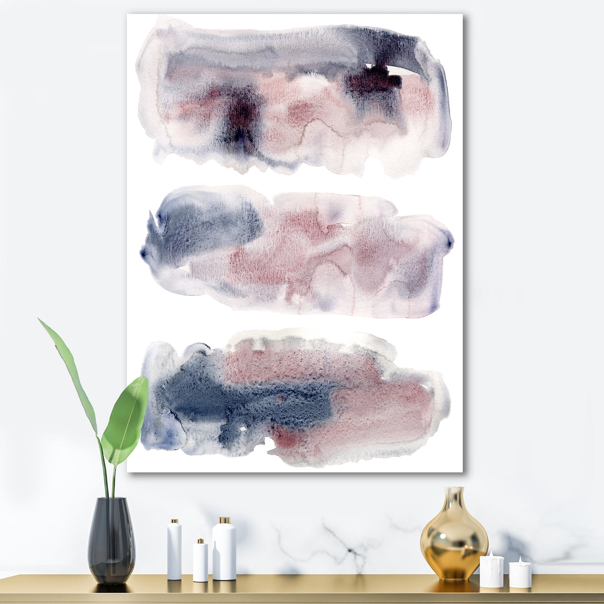Designart ' Blue and Pink Clouds With Beige Spots I ' Modern Canvas Wall Art Print