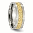 thumbnail image 4 of Stainless Steel Grooved Yellow IP-plated Mens 8mm Brushed Band, 4 of 11