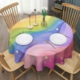 thumbnail image 3 of Rainbow Tie Dye Wave Pattern Round Tablecloth 60"x60",Wrinkle Wipeable Table Cloth for Kitchen Dining Room Picnic Patio Party, 3 of 6