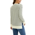 thumbnail image 3 of ATHLECHIC Women's Striped Knit Sweater Crew Neck Oversized Side Slits Pullover Tops Fall Casual Outfits S Apricot-black, 3 of 5