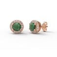 thumbnail image 2 of 1.83 Ct Round Shape Emerald 925 Sterling Silver Rose Vermeil Solitaire Accents Ring Pendant Earring Set Jewelry, 2 of 5