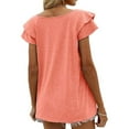 thumbnail image 5 of Womens Ruffle Sleeve T Shirts Petal Sleeve V Neck Casual Tees Summer Basic Tops, 5 of 6