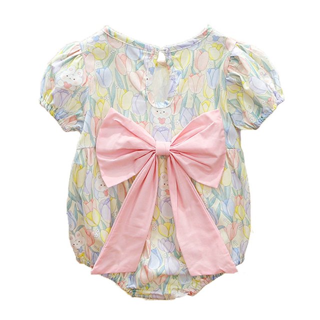 Gibobby Ropa Para Bebe de niña recién nacida con Floral de manga corta con cuello Halter, mono exterior, mono, ropa(A, 12-18 Meses)
