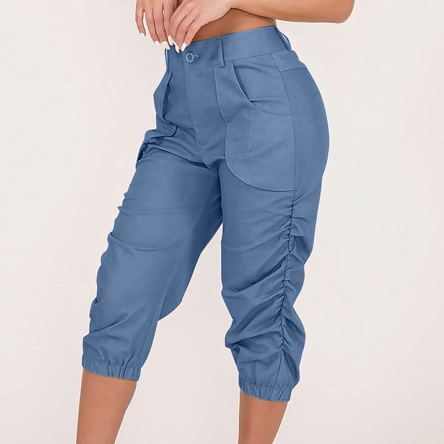 Womens Capri Pants Loose Yoga Wide Leg 