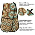 thumbnail image 2 of Yayeee Double Oven Mitt Kitchen Heat Resistant Baking 35" x7" Quilted Glove, Retro Blossom Flower, 2 of 6