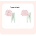 thumbnail image 2 of Bellafa Toddler Girl Clothes Ruffle Long Sleeve Polka Dot Stripes Top Shirt+ Solid Pants Set 2 Piece Fall Winter Casual Cotton Toddler Outfits, 2 of 10