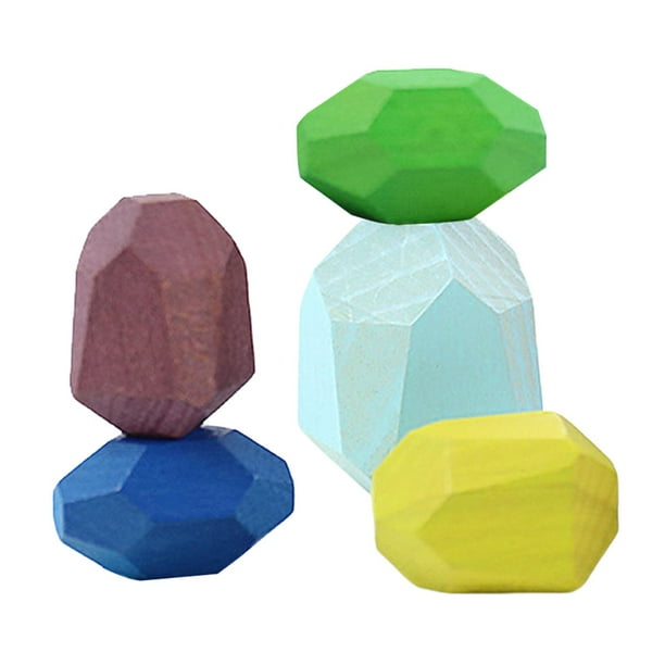 Juguete rompecabezas Montessori de madera con piedras apilables y de equilibrio, artículos de arte creativos para construir Estilo C
