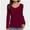 Burgundy, variant on Long Sleeve Shirts for Women Sexy V Neck Tops Fitted Tight T Shirts Basic Tee