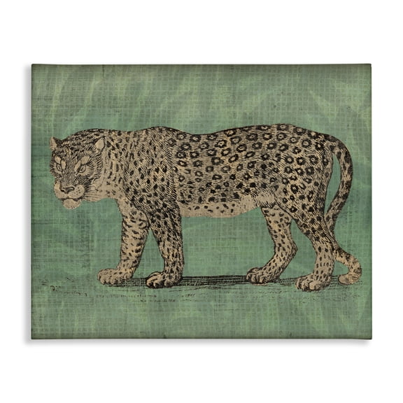 Stupell Industries Fierce Leopard on Green Animals & Insects Painting Gallery Wrapped Canvas Art Print Wall Art, 30 x 24