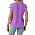 thumbnail image 3 of HAPIMO Women's Trendy Loose Tops Eyelet Dressy Tunic Clearance Short Sleeve Solid Color Hollow Summer for Teen Girls V Neck Button Pullover Elegant Casual Relaxed Blouses Purple S, 3 of 5