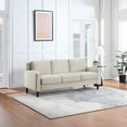 thumbnail image 3 of Velvet Upholstered 3-Seater Couch, Mid-Century Modern Sofa with Armrest and Sturdy Legs, Couch for Living Room Apartment Lounge, Comfortable Small Couches for Small Spaces, Beige, 3 of 8