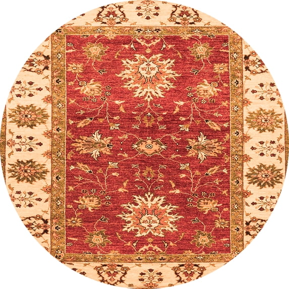 Ahgly Company Indoor Round Oriental Orange Traditional Area Rugs, 8' Round
