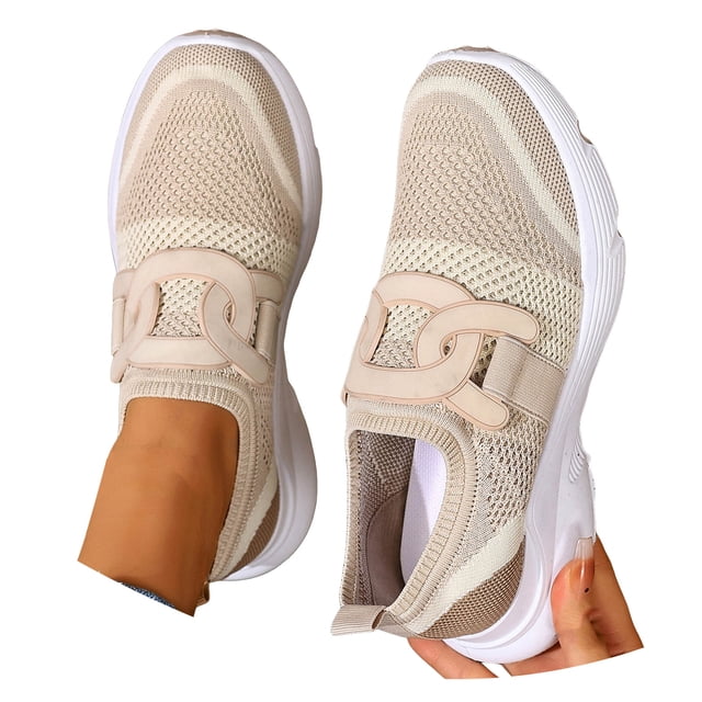 Fsqjgq Chaussures de Course en Maille pour Femmes, Espadrilles à Plateforme Basses, Espadrilles Décontractées pour le Travail, Chaussures de Marche Stylées