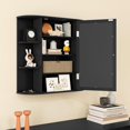 thumbnail image 2 of YSNW Wall-Mounted Bathroom Cabinet with Mirror, Space-Saving Storage Organizer with Adjustable Shelves and Open Compartments (Black), 2 of 10