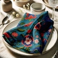 thumbnail image 3 of Vargottam Blue FloralDesign Cotton Muslin Napkins - Set of 12, 20-Inch, Luxurious Soft Cloth Napkins for Dining & Events, Absorbent, Washable & Tableware, 3 of 7