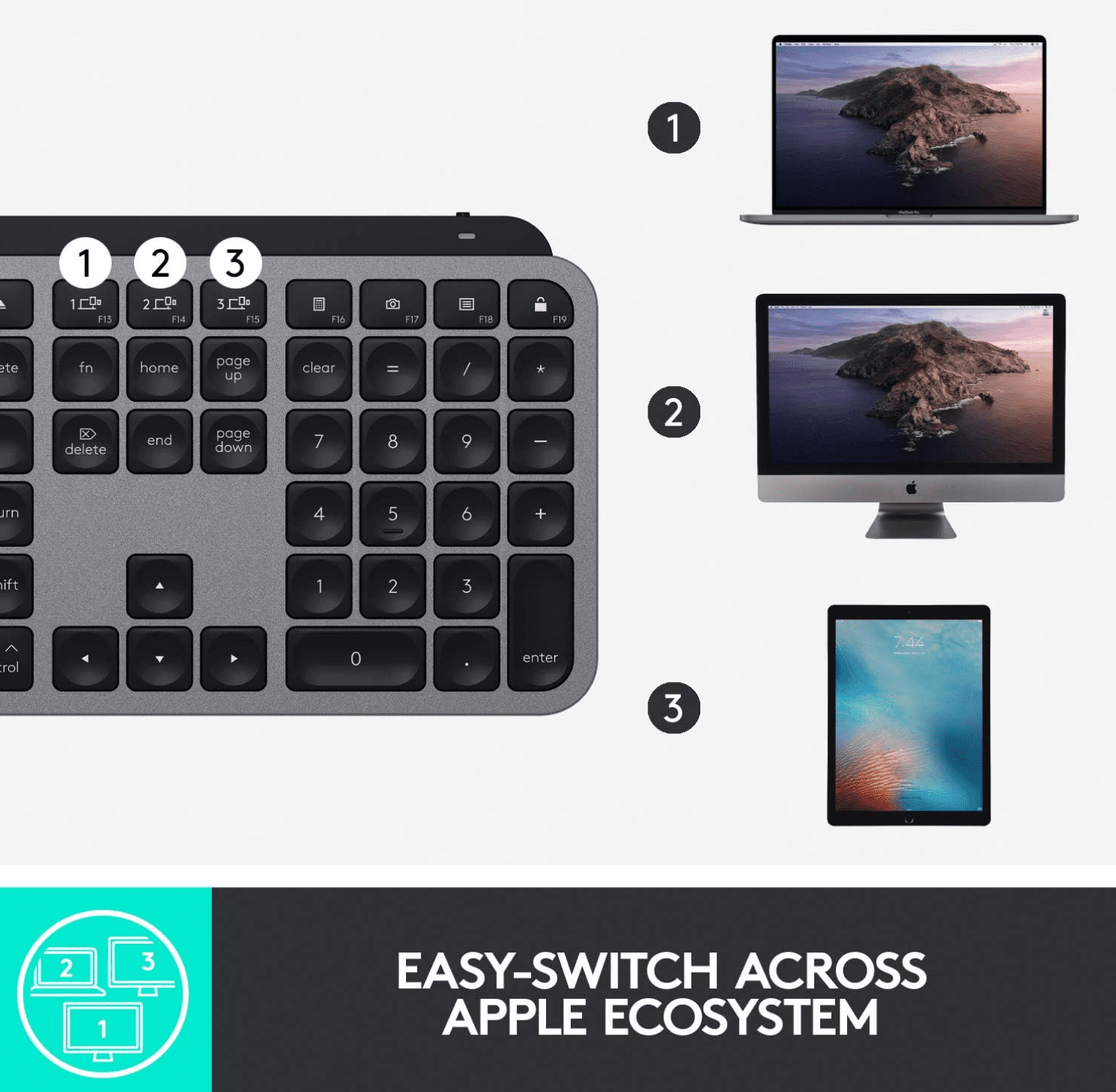 Logitech MX Keys Advanced Wireless Illuminated Keyboard for MAC - Space Gray