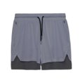 thumbnail image 4 of DDAPJ pyju Mens 2 in 1 Workout Shorts Quick Dry Gym Shorts Bodybuilding Short Shorts Compression Shorts with Zipper Pockets Gray M, 4 of 9