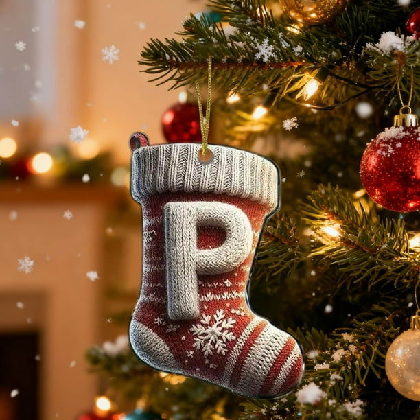 Hogar y jardín, Decoración navideña, Adornos navideños acrílicos de 26 letras para colgar en el árbol de Navidad, regalo festivo, Decoraciones para festivales
