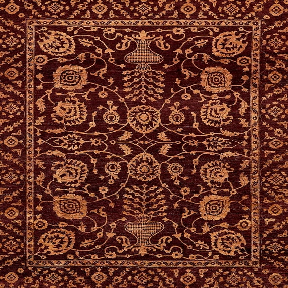 Ahgly Company Indoor Square Abstract Red Abstract Area Rugs, 4' Square