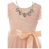 Girls' Glitter Lace Cap Sleeve Dress - Flower Girl Or Junior Bridesmaid Holiday Party Dress