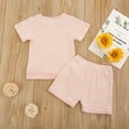 thumbnail image 3 of Annhoo Toddler Baby Girls Outfits Summer Stripes Print Knitted Sets Short Sleeve Round Neck T Shirts with Shorts, 3 of 8